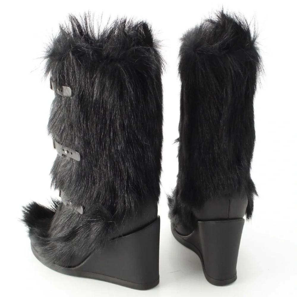 Celine Phoebe Philo era black wedge heel boots 36 - Picture 4 of 11